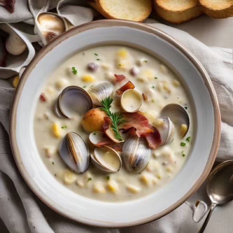 AI-generated illustration of New England Clam Chowder