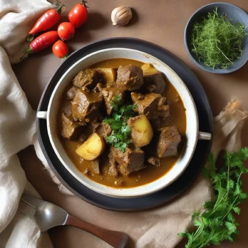 AI-generated illustration of Jamaican Curry Goat