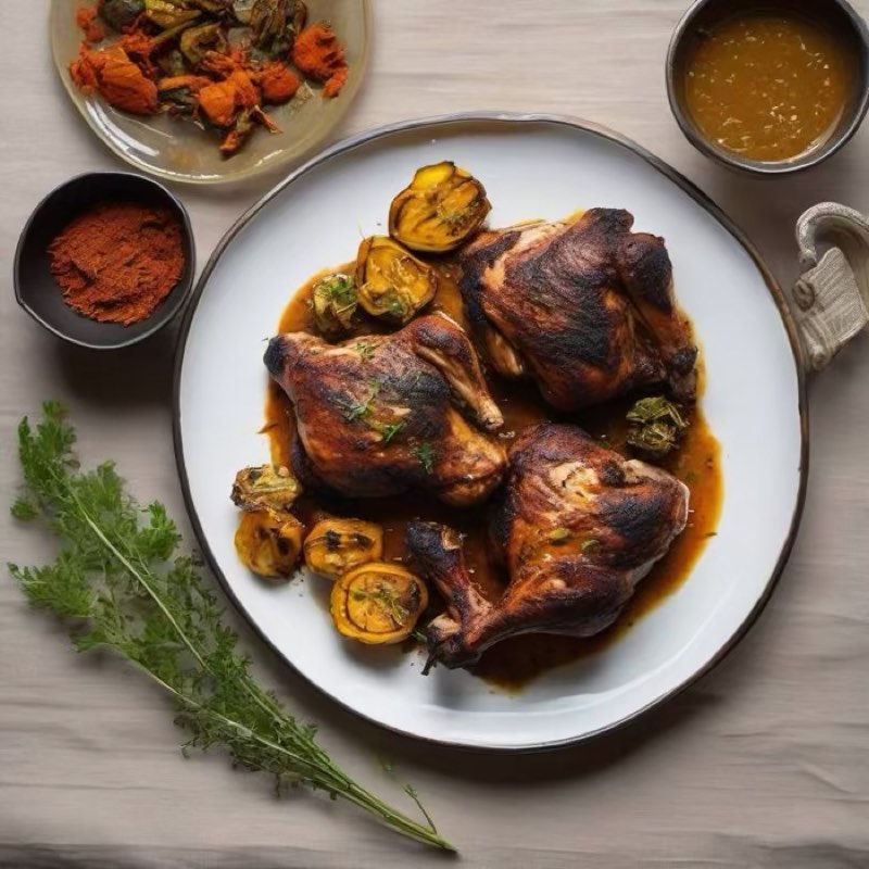 AI-generated illustration of Jamaican Jerk Chicken