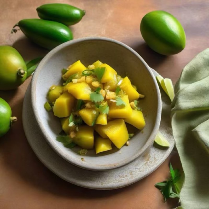 AI-generated illustration of Trinidad Green Mango Chow