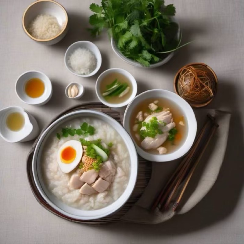 AI-generated illustration of Cantonese Chicken Congee