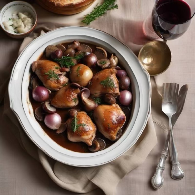 AI-generated illustration of Coq au Vin