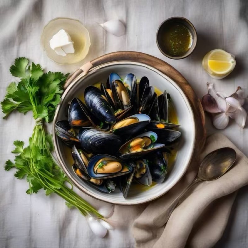 AI-generated illustration of Moules Marinières