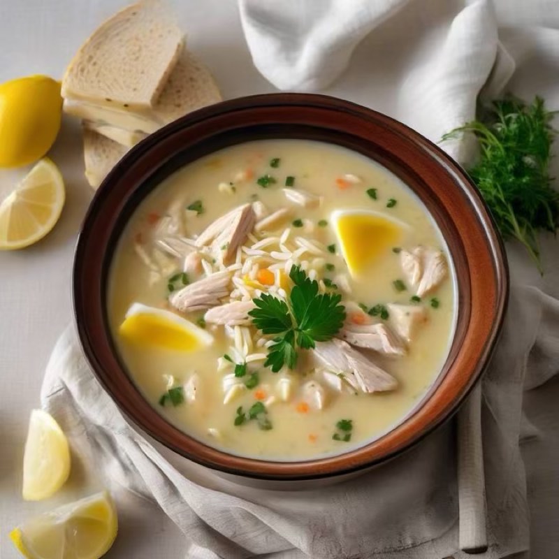 AI-generated illustration of Avgolemono Chicken Soup