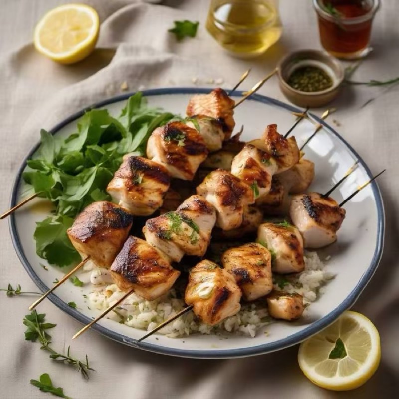 AI-generated illustration of Chicken Souvlaki