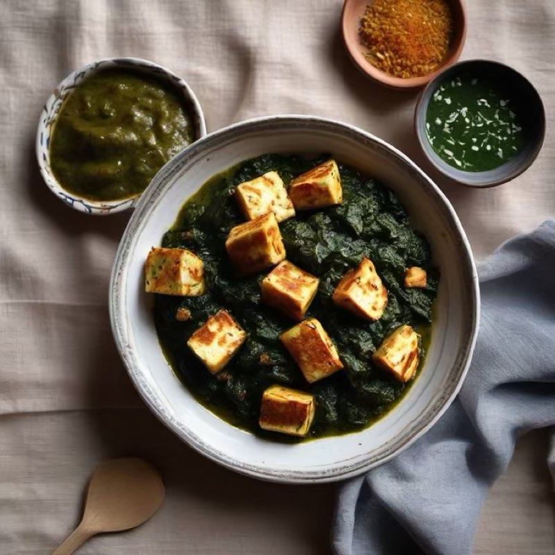 AI-generated illustration of Saag Paneer