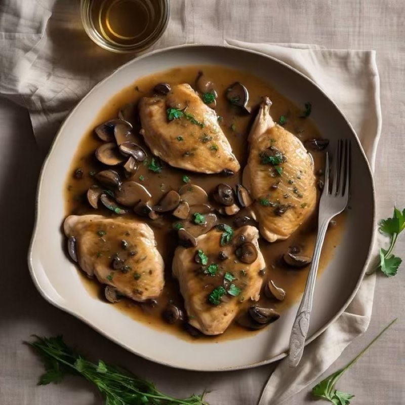 AI-generated illustration of Chicken Marsala