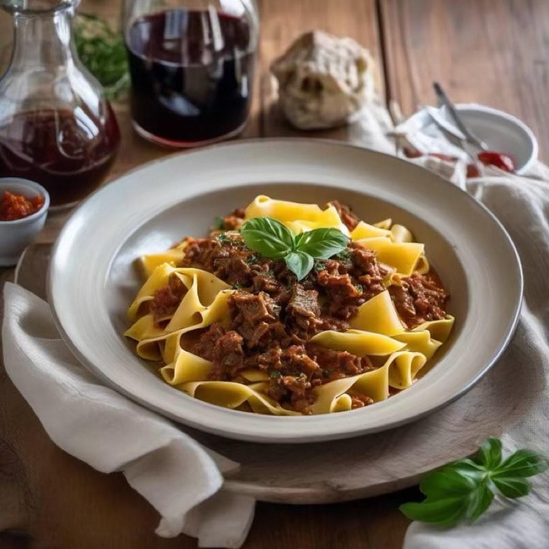AI-generated illustration of Pappardelle with Wild Boar Ragù