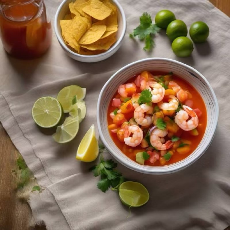 AI-generated illustration of Ceviche de Camarón Ecuatoriano