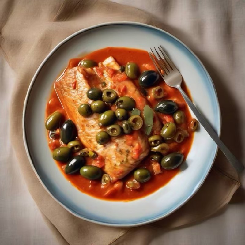 AI-generated illustration of Pescado a la Veracruzana
