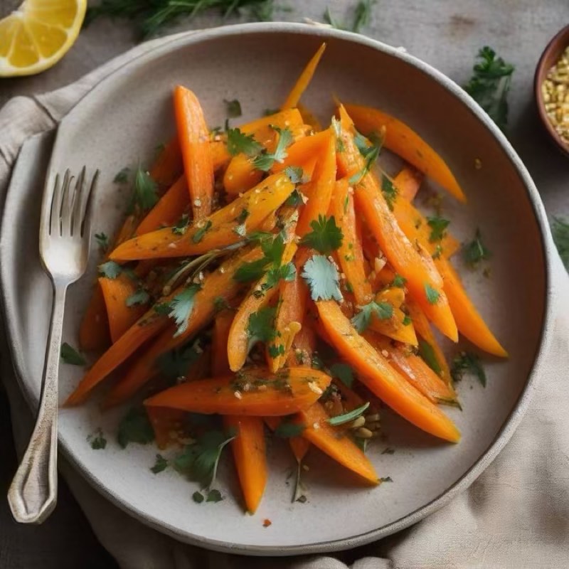 AI-generated illustration of Moroccan Carrot Salad with Cumin and Lemon