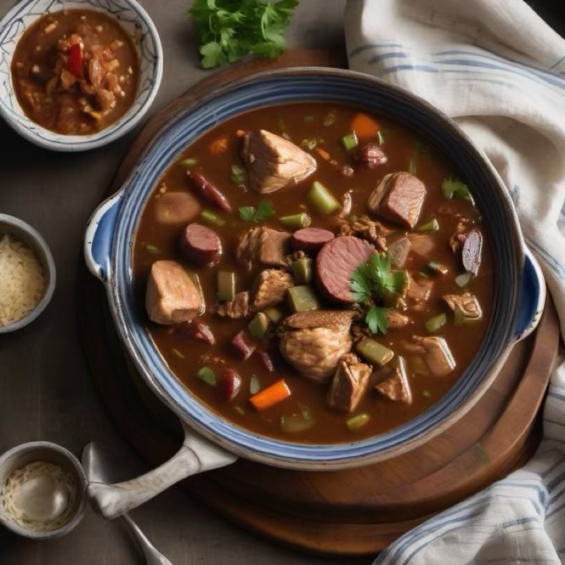 AI-generated illustration of Chicken and Sausage Gumbo