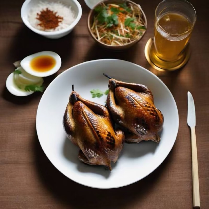 AI-generated illustration of Chim Cut Ro Ti Glazed Quail