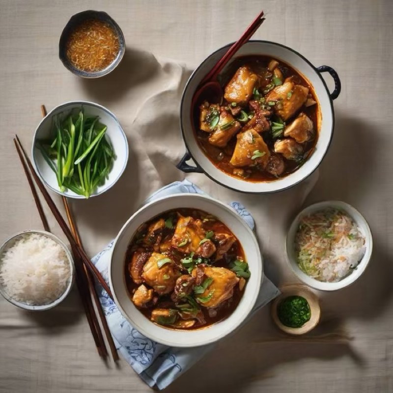 AI-generated illustration of Ga Xao Xa Ot Lemongrass Chili Chicken