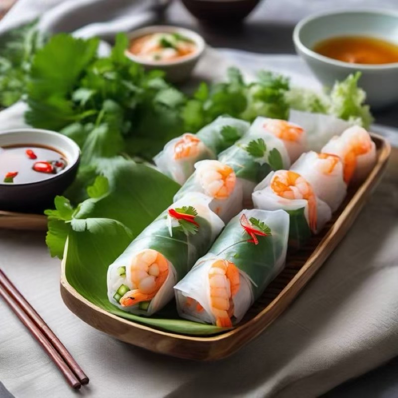 AI-generated illustration of Goi Cuon Shrimp and Pork Summer Rolls